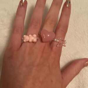 Chunky bead Ring set(3)💖🍬🦋